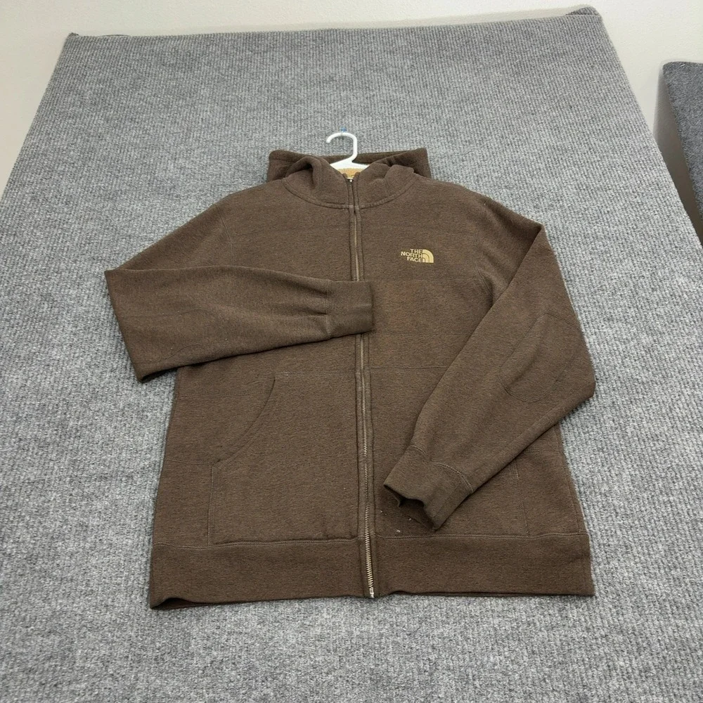 The North Face Hoodie Mens L Brown Cotton Blend Sherpa Lined Full Zip Gorpcore